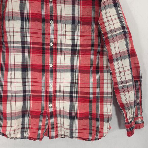 Brooks Brothers Shirt Mens L Red Black Plaid Linen Blend Long Sleeve Button Down - Picture 4 of 11